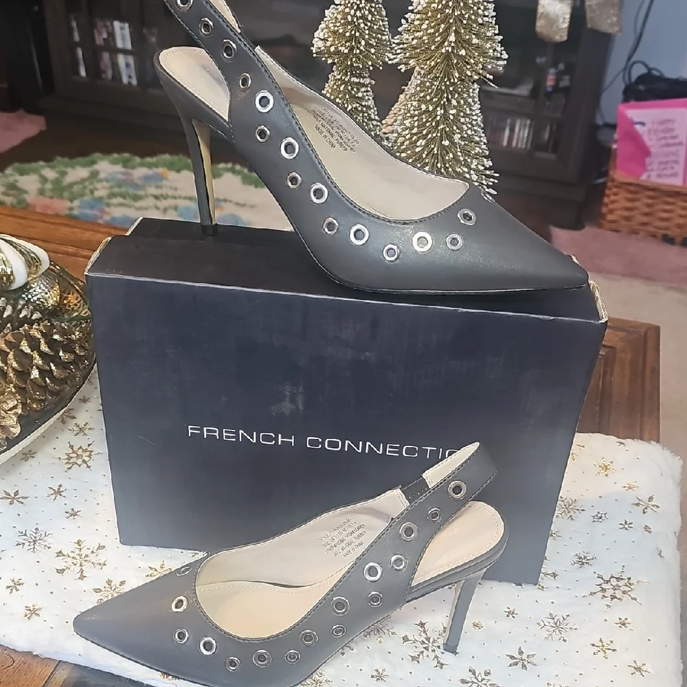 French Connection Gray Slingback Heels